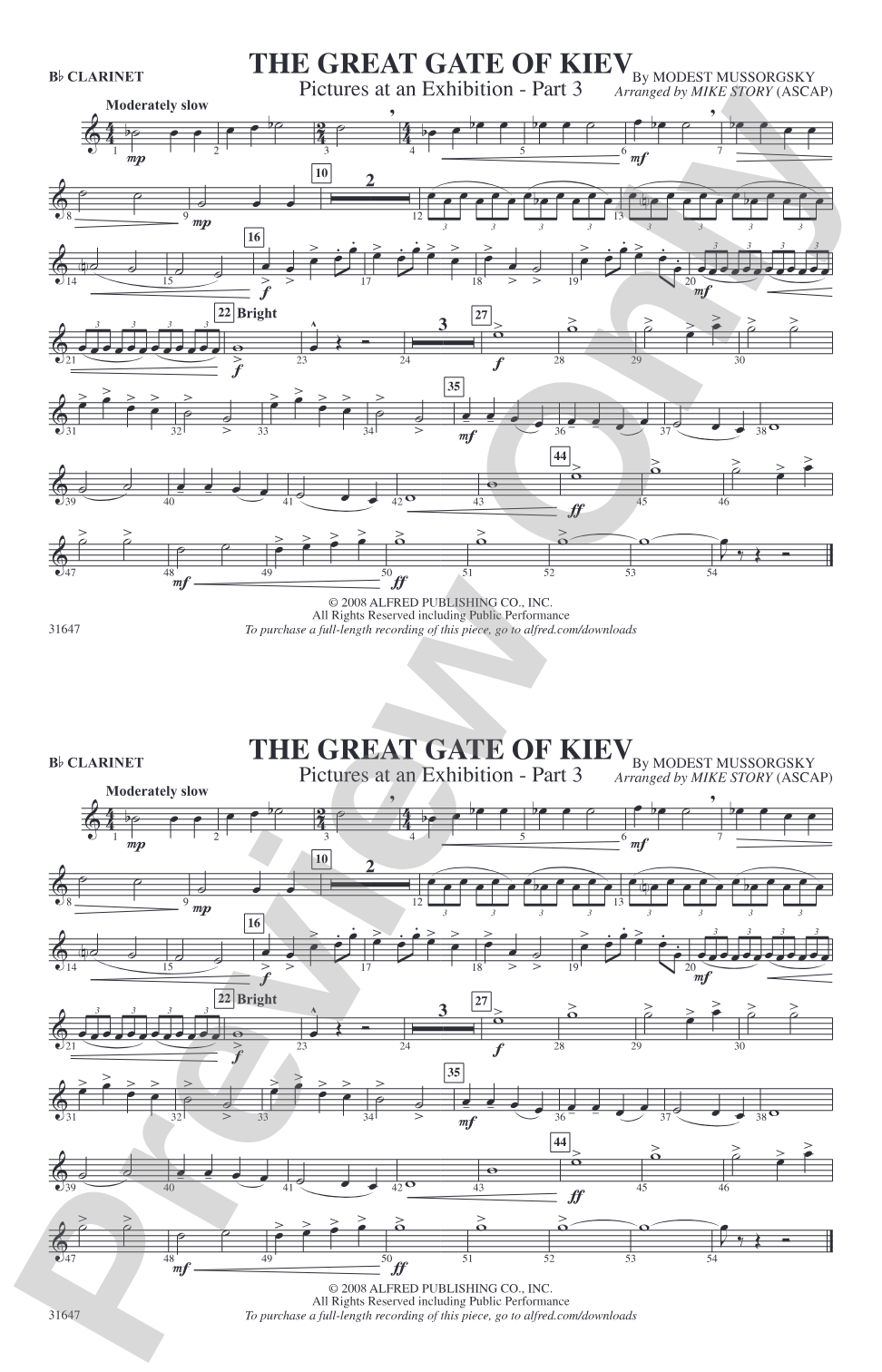 The Great Gate of Kiev: 1st B-flat Clarinet