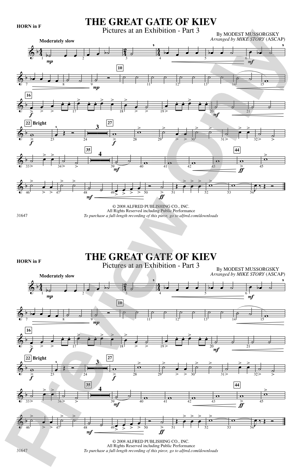 The Great Gate of Kiev: 1st F Horn