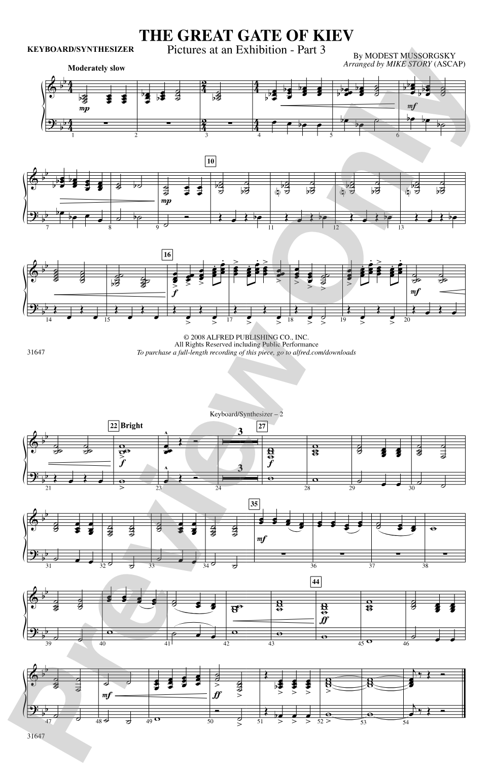 The Great Gate of Kiev: Keyboard/Synthesizer