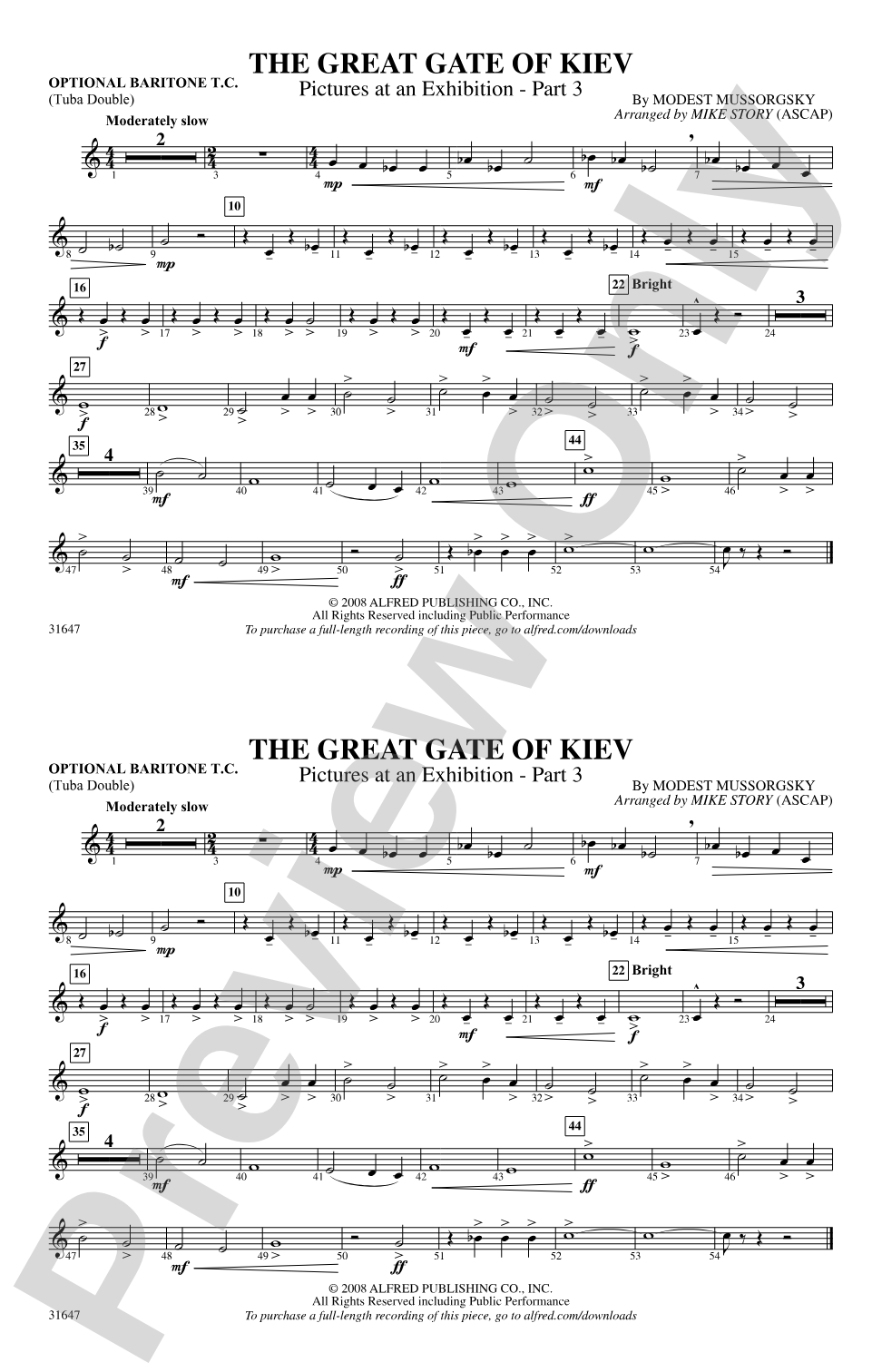The Great Gate of Kiev: Optional Baritone T.C. (Tuba Double)