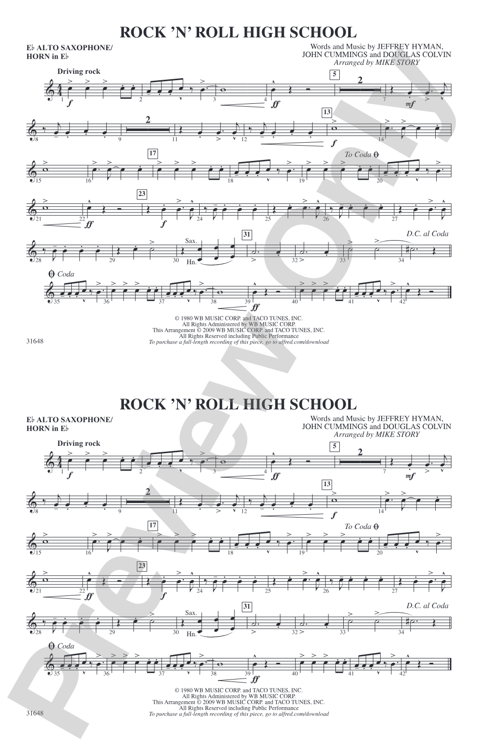 Rock 'N' Roll High School: E-flat Alto Saxophone