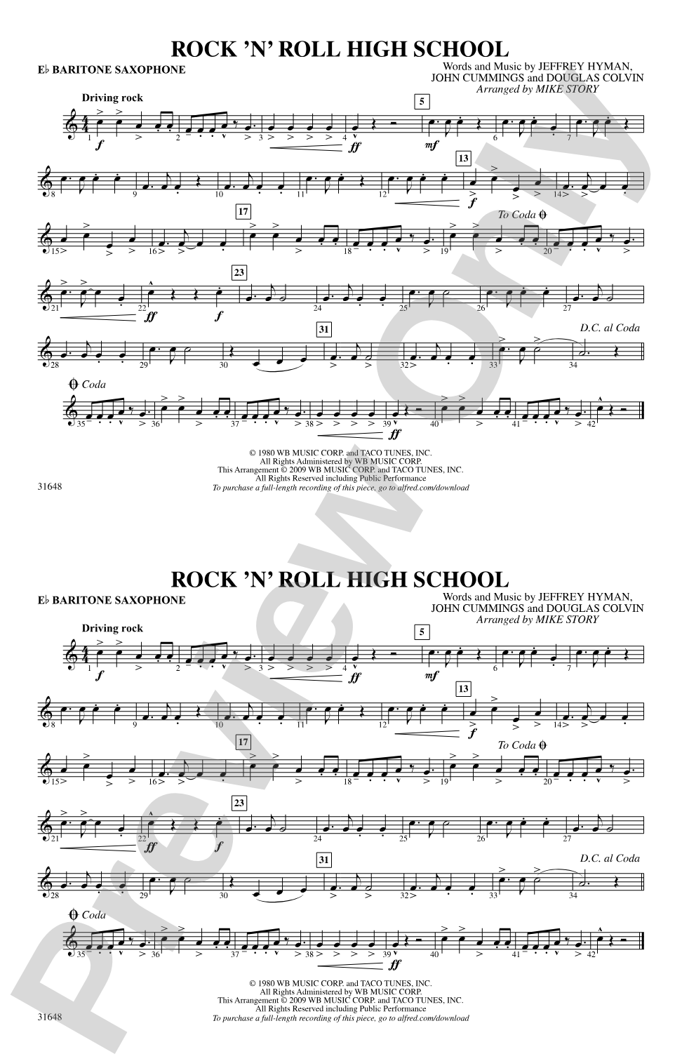 Rock 'N' Roll High School: E-flat Baritone Saxophone