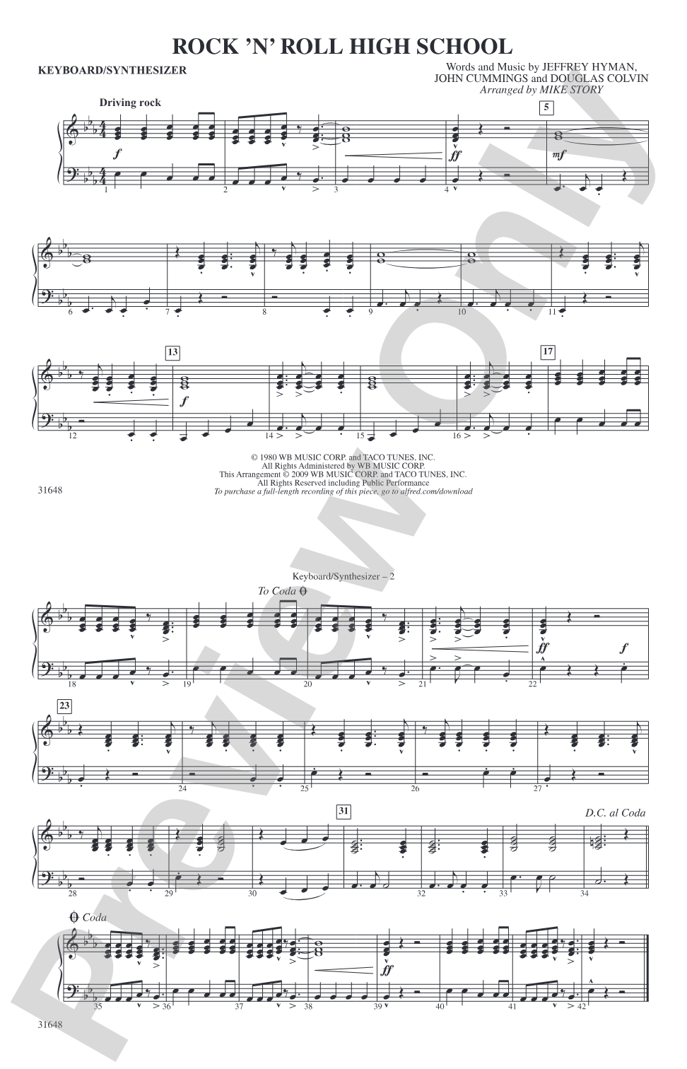 Rock 'N' Roll High School: Keyboard/Synthesizer