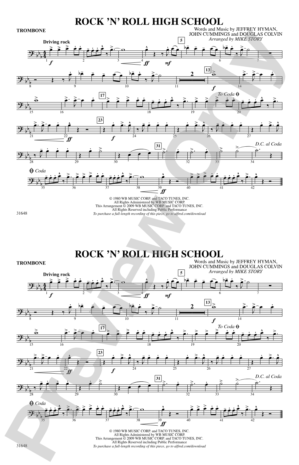 Rock 'N' Roll High School: 1st Trombone