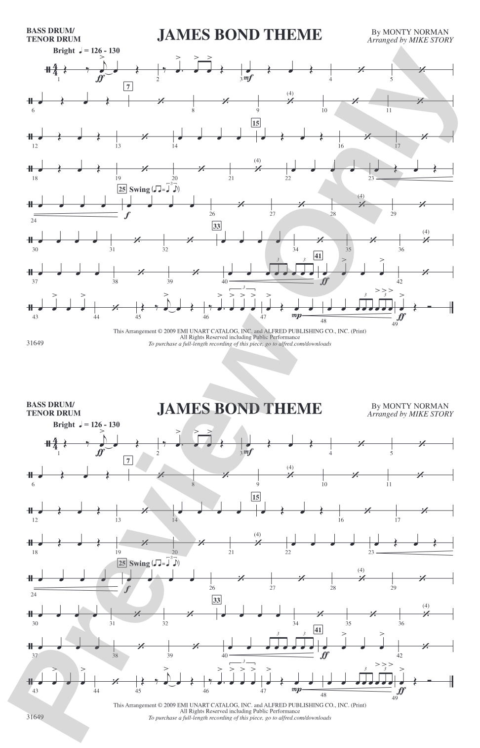 James Bond Theme: Bass Drum/Tenor Drum