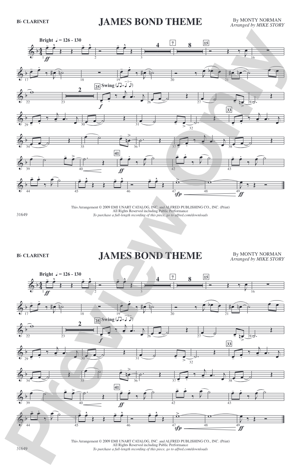 James Bond Theme: 1st B-flat Clarinet