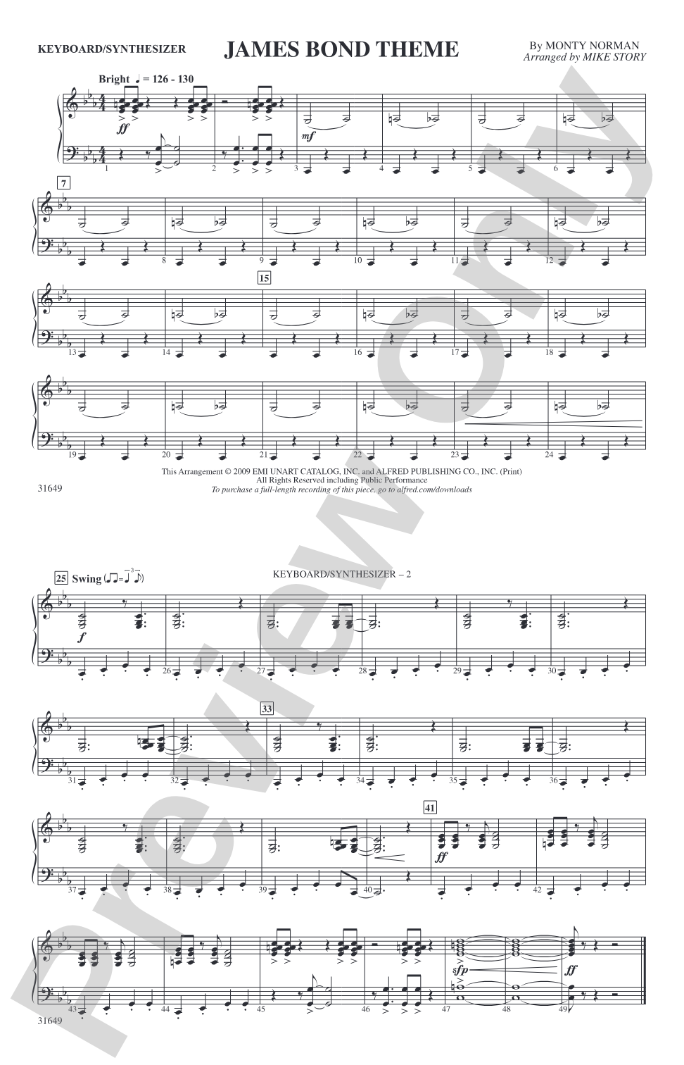James Bond Theme: Keyboard/Synthesizer