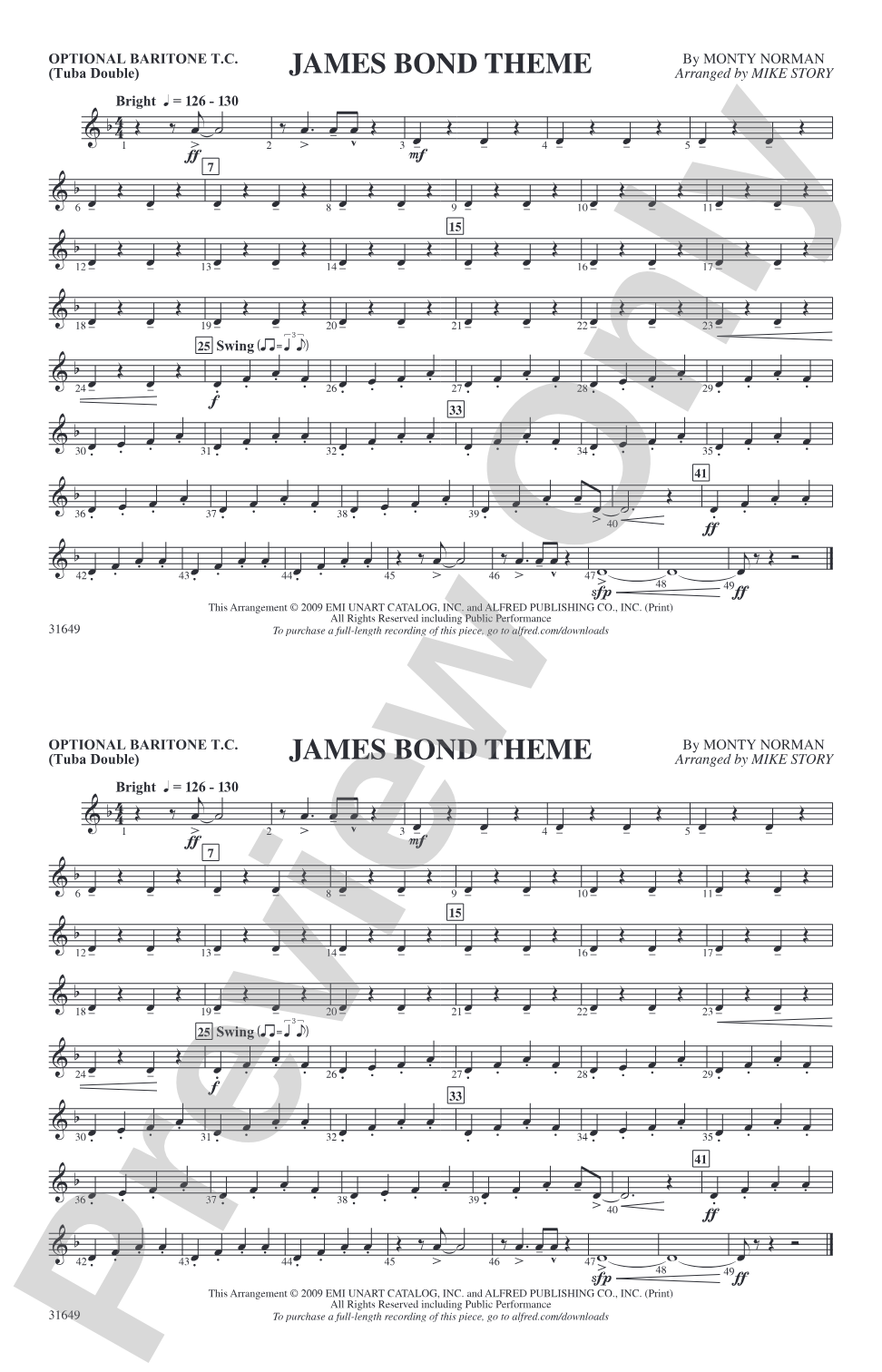 James Bond Theme: Optional Baritone T.C. (Tuba Double)