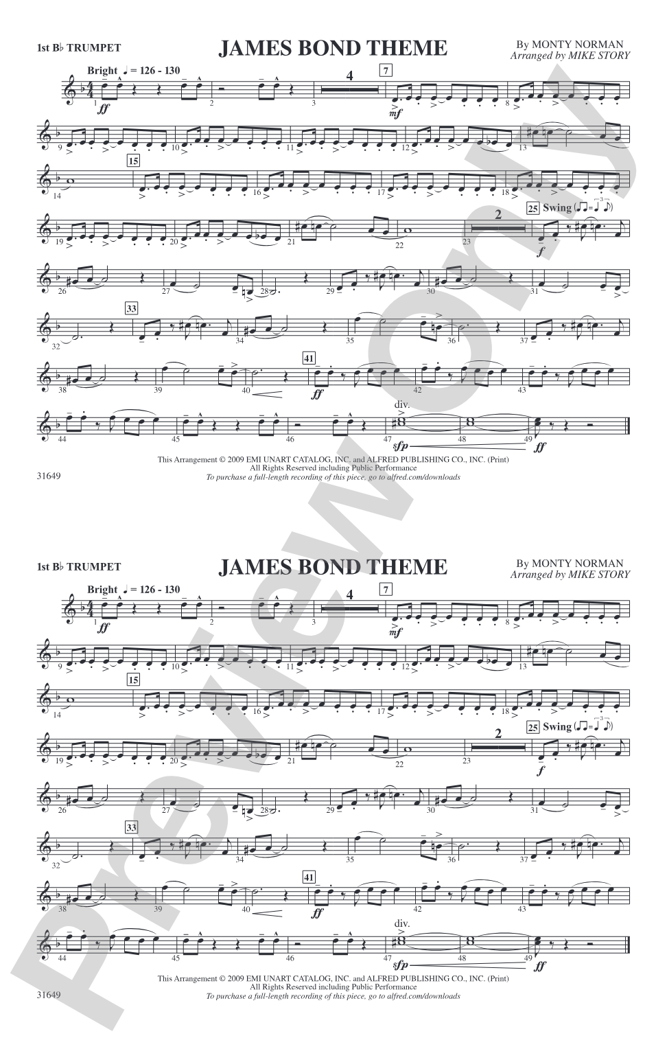 James Bond Theme: 1st B-flat Trumpet