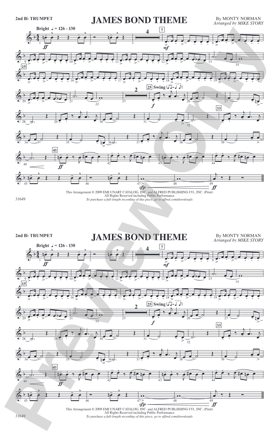 James Bond Theme: 2nd B-flat Trumpet