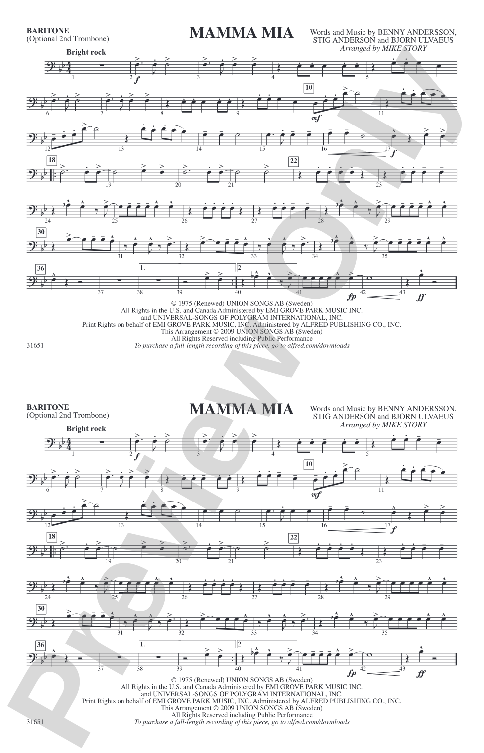 Mamma Mia: Baritone B.C.