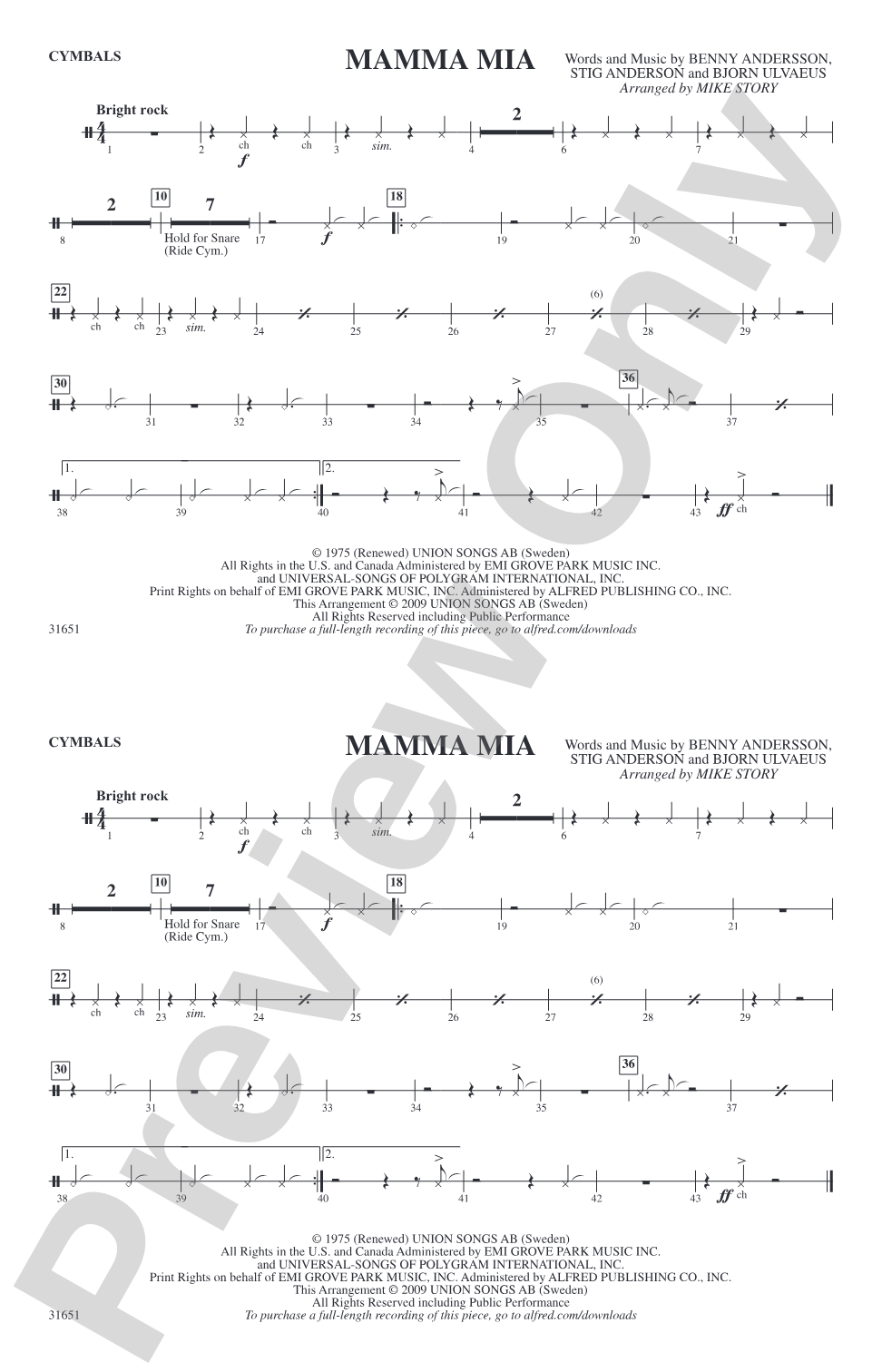 Mamma Mia: Cymbals