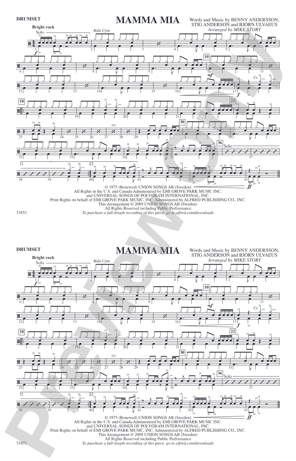 Mamma Mia: Drumset