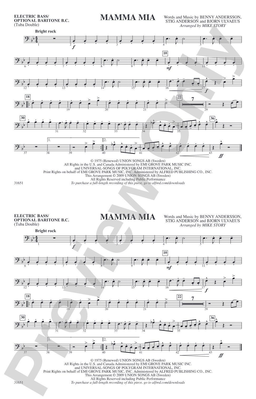 Mamma Mia: Electric Bass