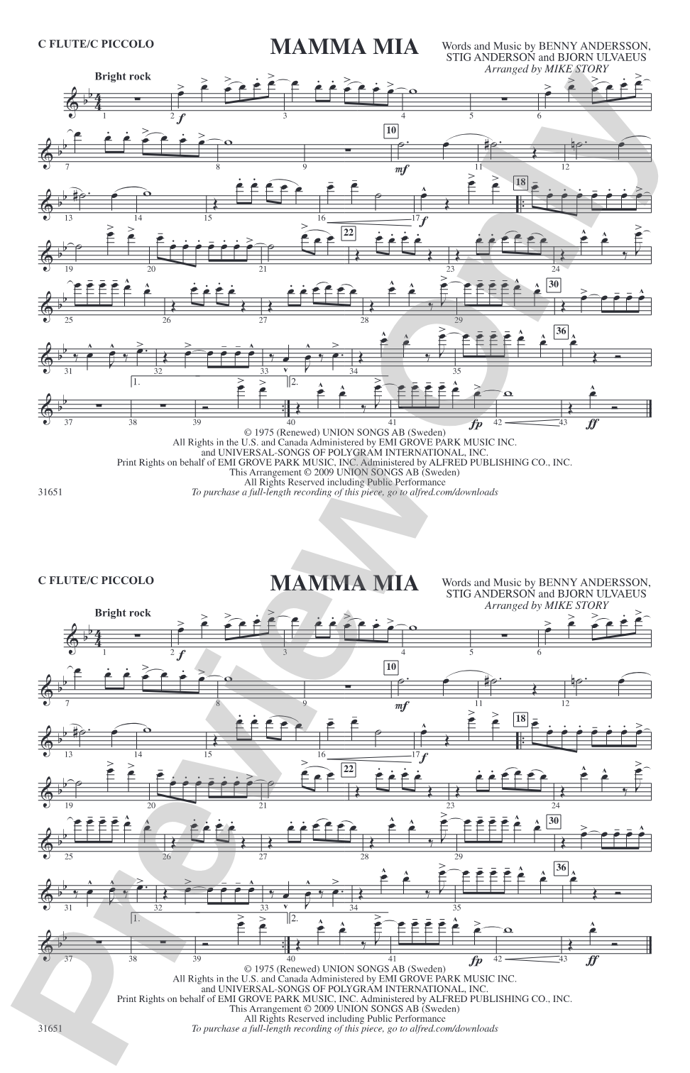 Mamma Mia: Flute