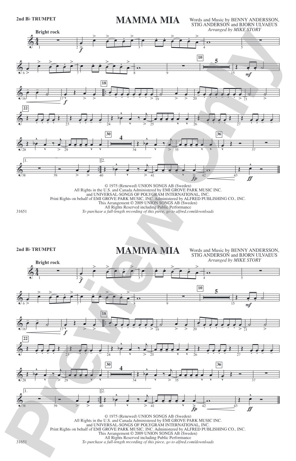 Mamma Mia: 2nd B-flat Trumpet