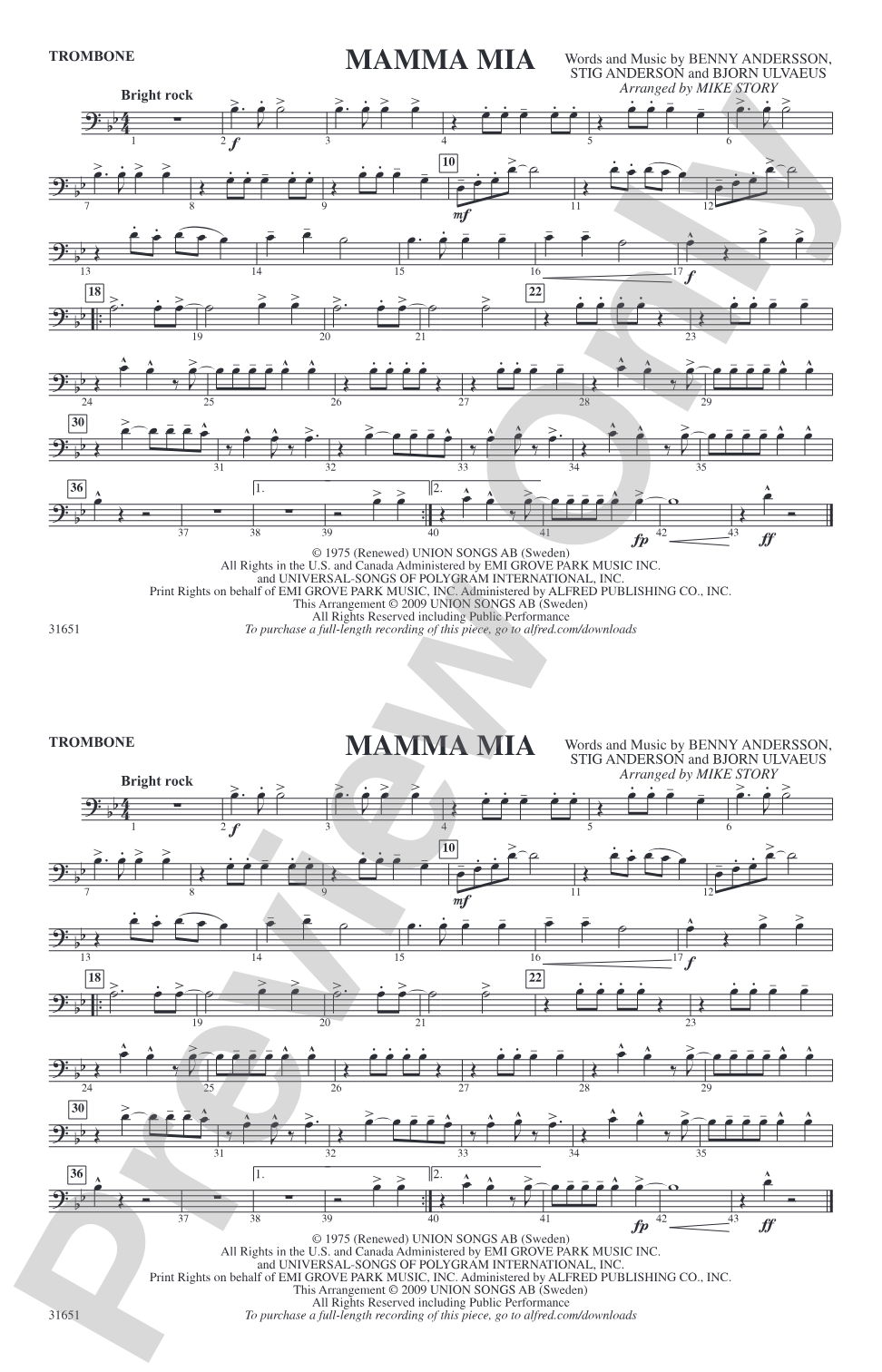 Mamma Mia: 1st Trombone