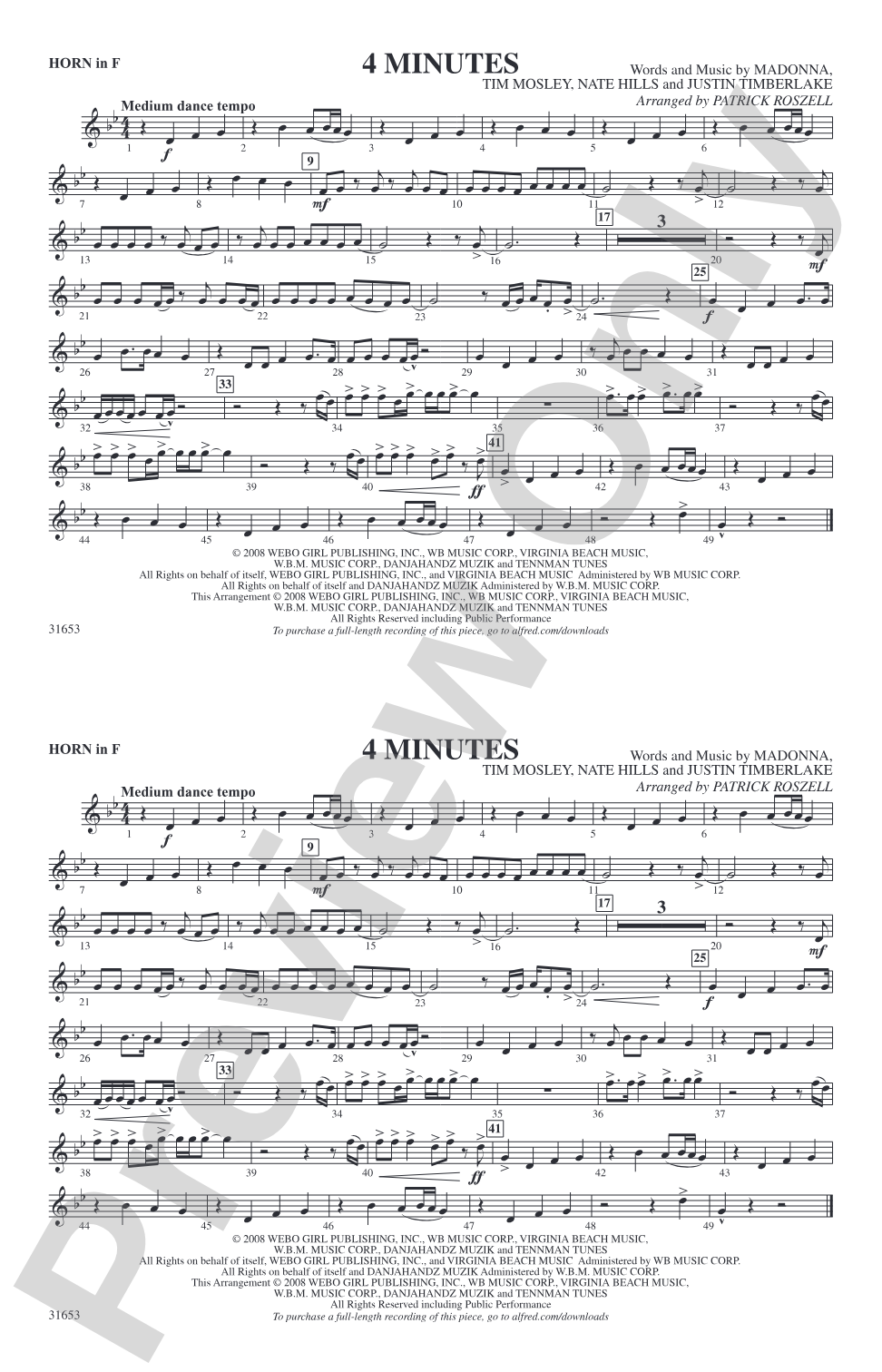 4 Minutes: 1st F Horn