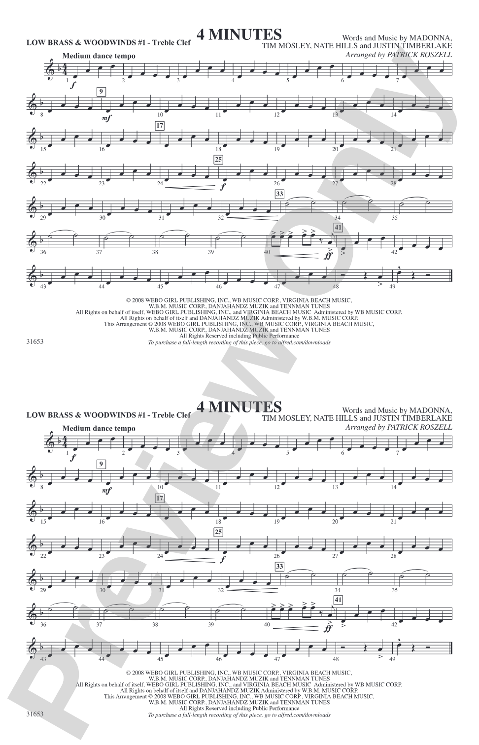4 Minutes: Low Brass & Woodwinds #1 - Treble Clef