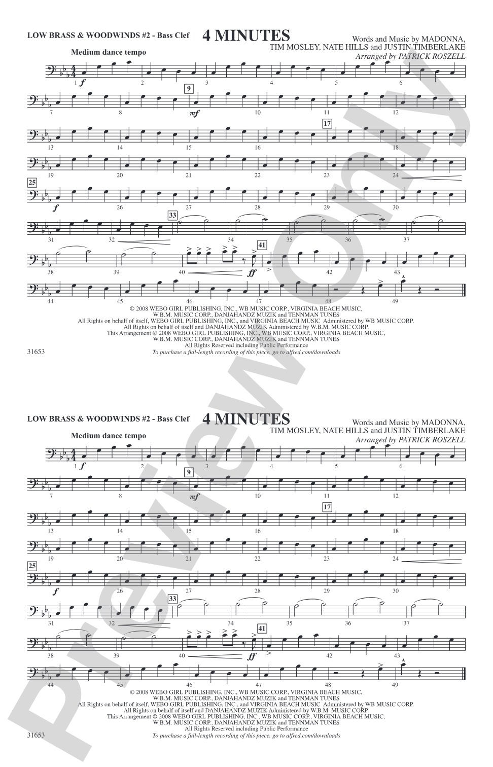 4 Minutes: Low Brass & Woodwinds #2 - Bass Clef