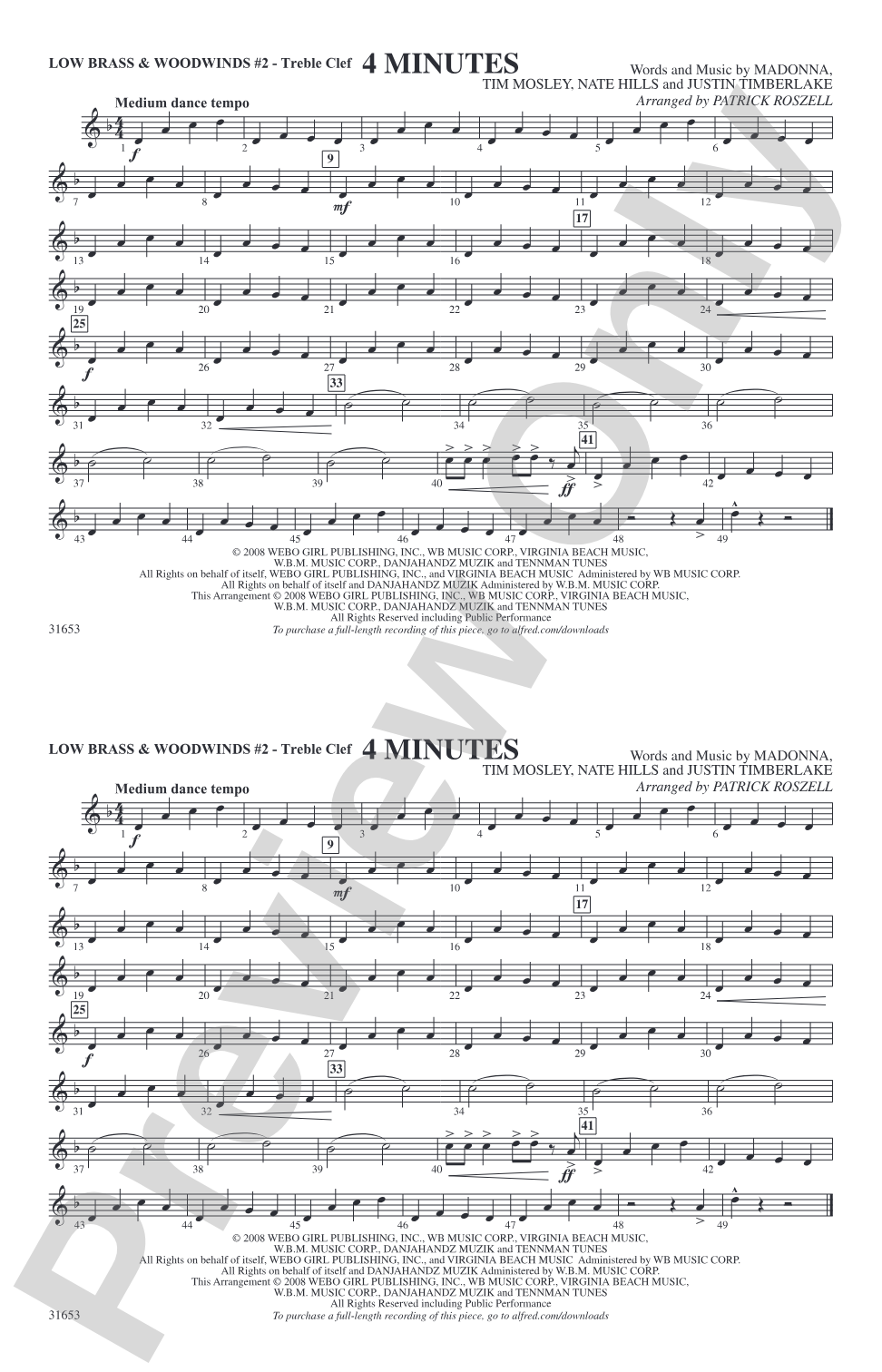 4 Minutes: Low Brass & Woodwinds #2 - Treble Clef