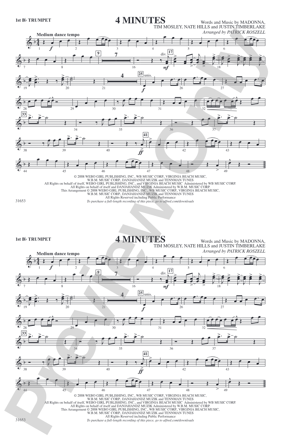 4 Minutes: 1st B-flat Trumpet