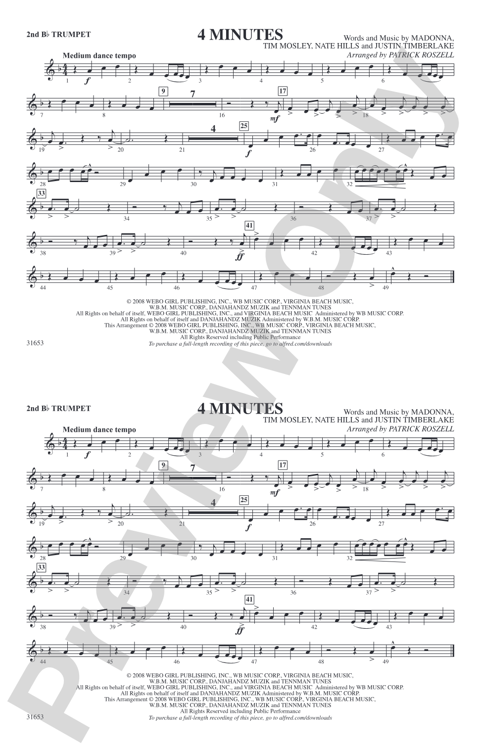 4 Minutes: 2nd B-flat Trumpet