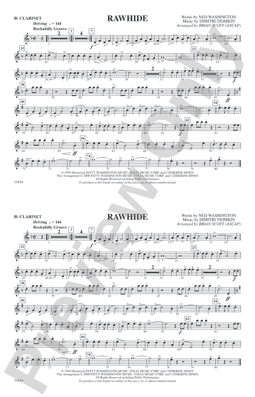 Rawhide: 1st B-flat Clarinet