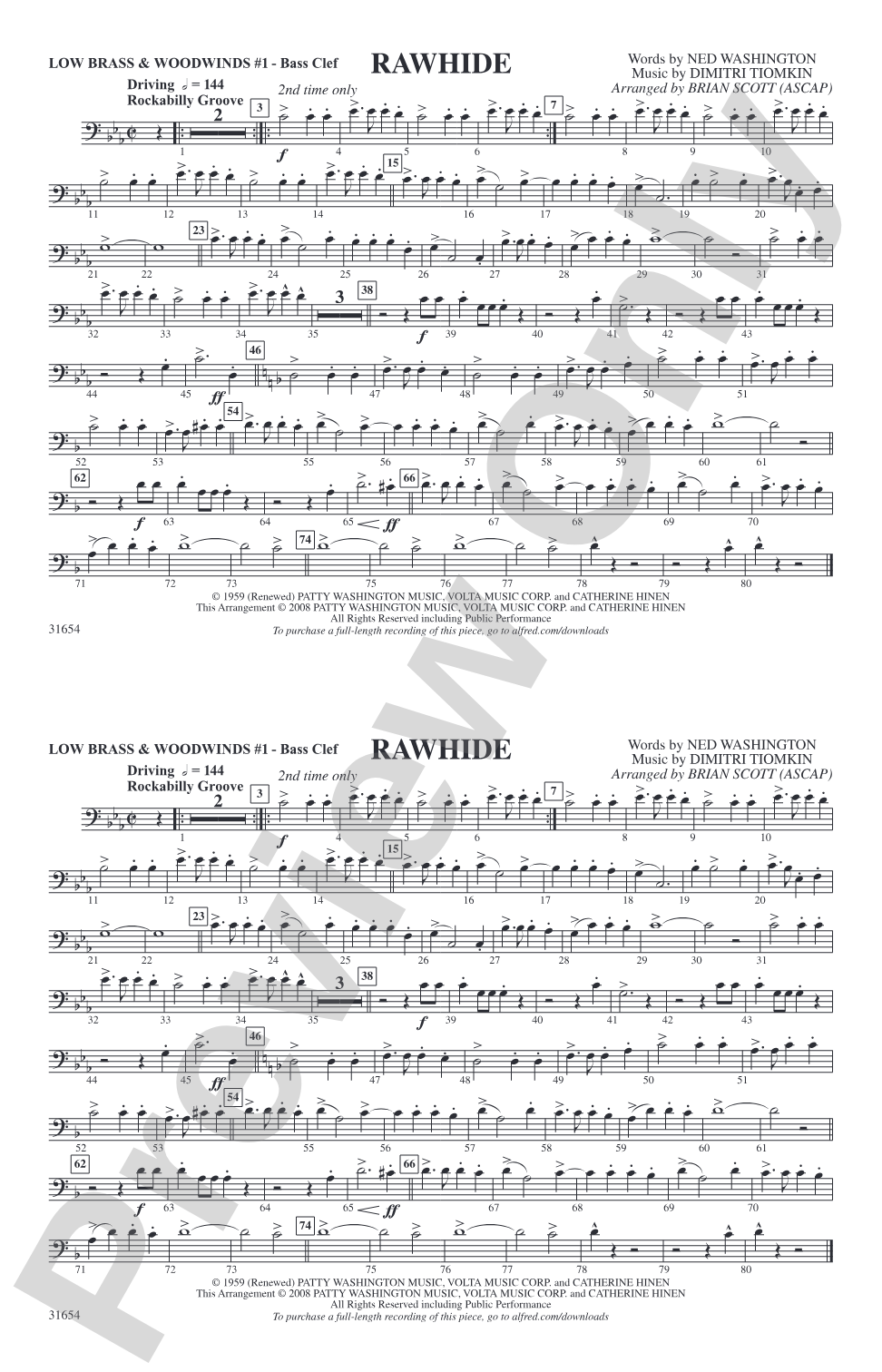 Rawhide: Low Brass & Woodwinds #1 - Bass Clef