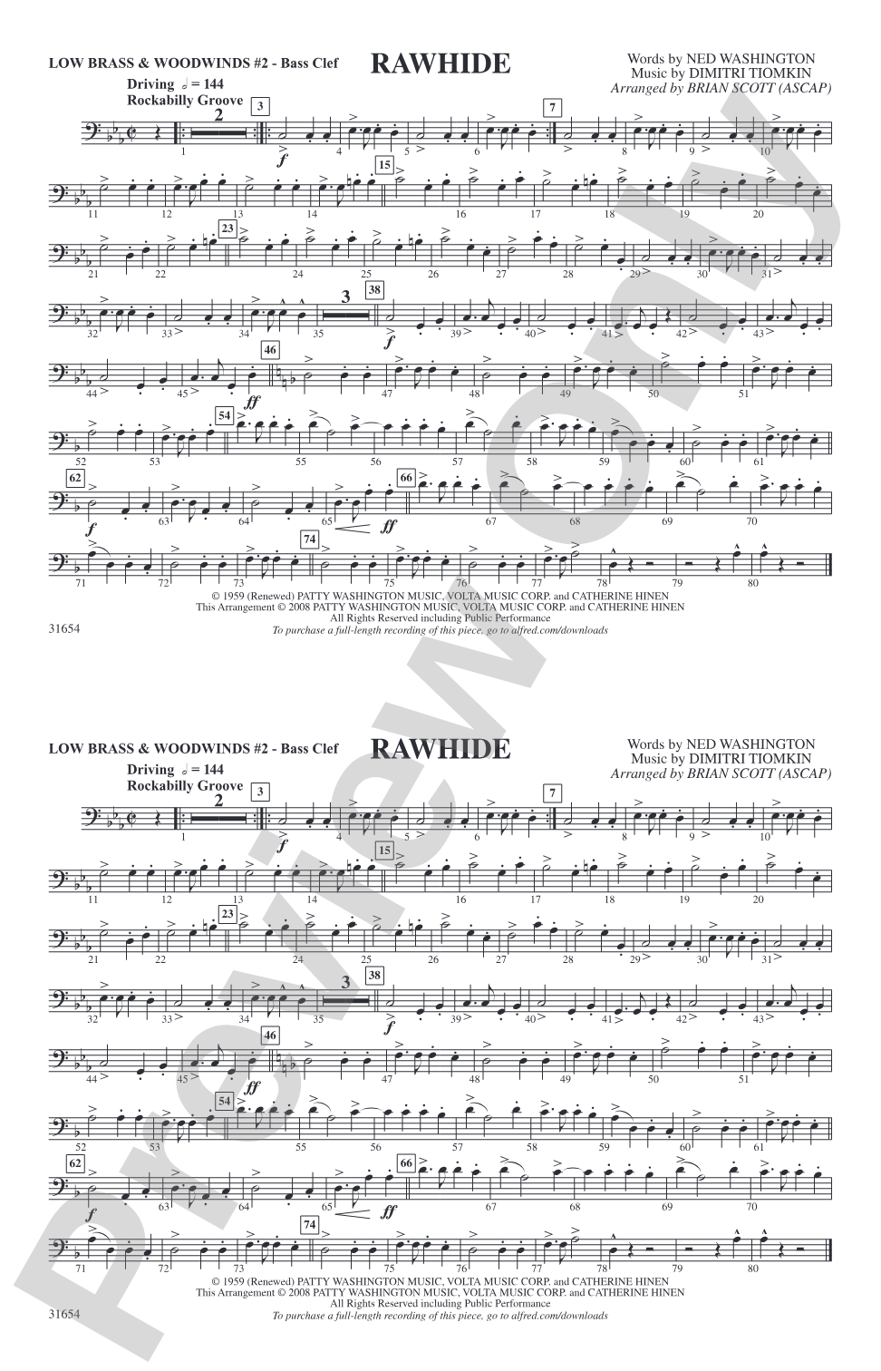 Rawhide: Low Brass & Woodwinds #2 - Bass Clef