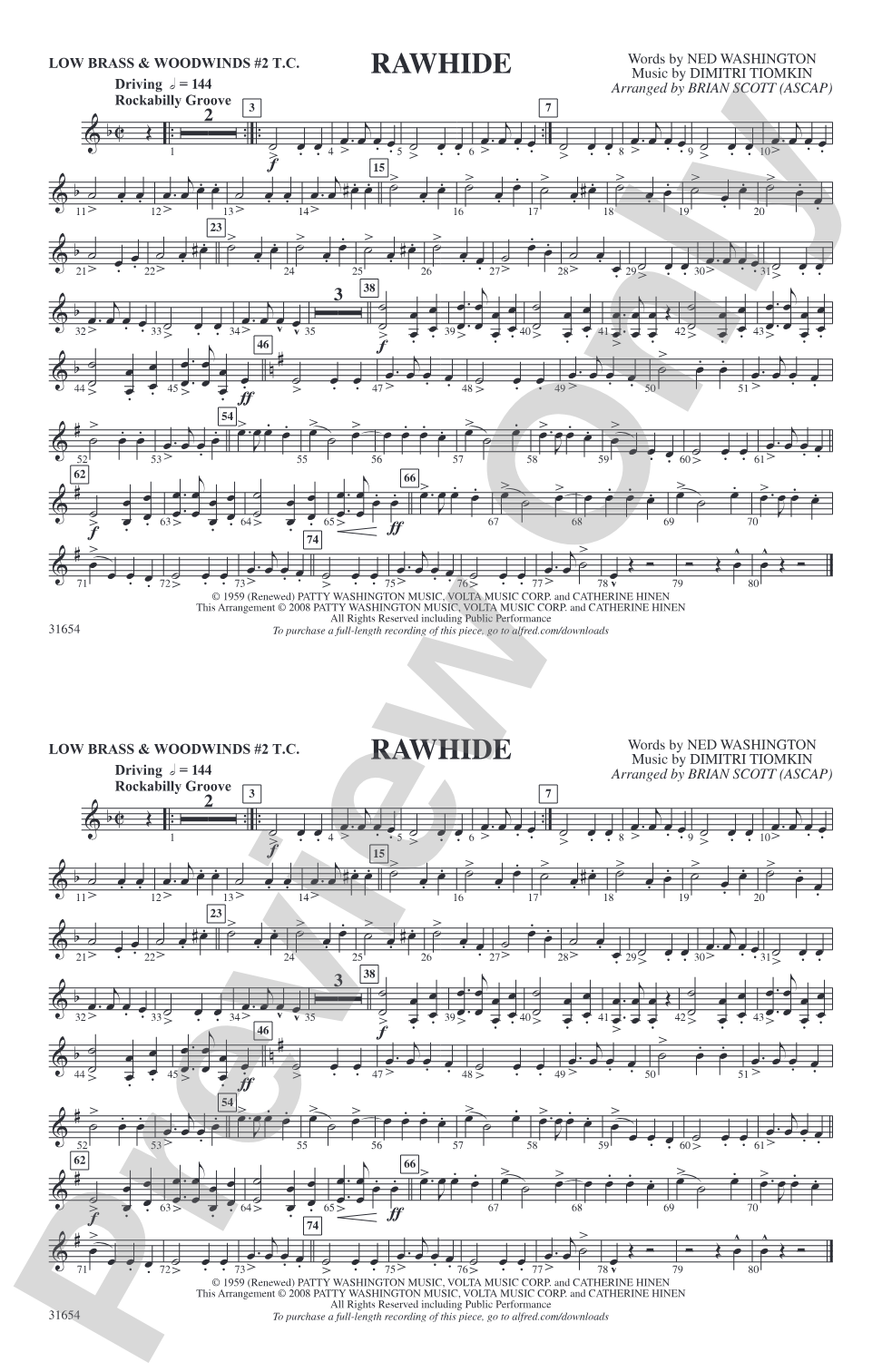 Rawhide: Low Brass & Woodwinds #2 - Treble Clef