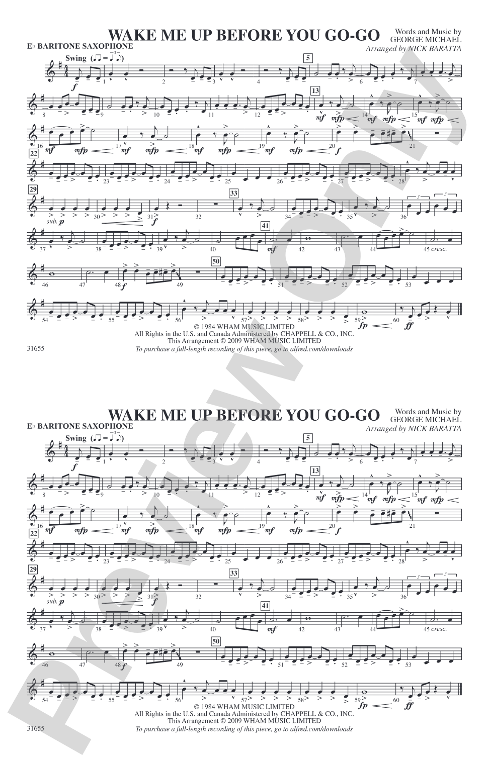Wake Me Up Before You Go-Go: E-flat Baritone Saxophone