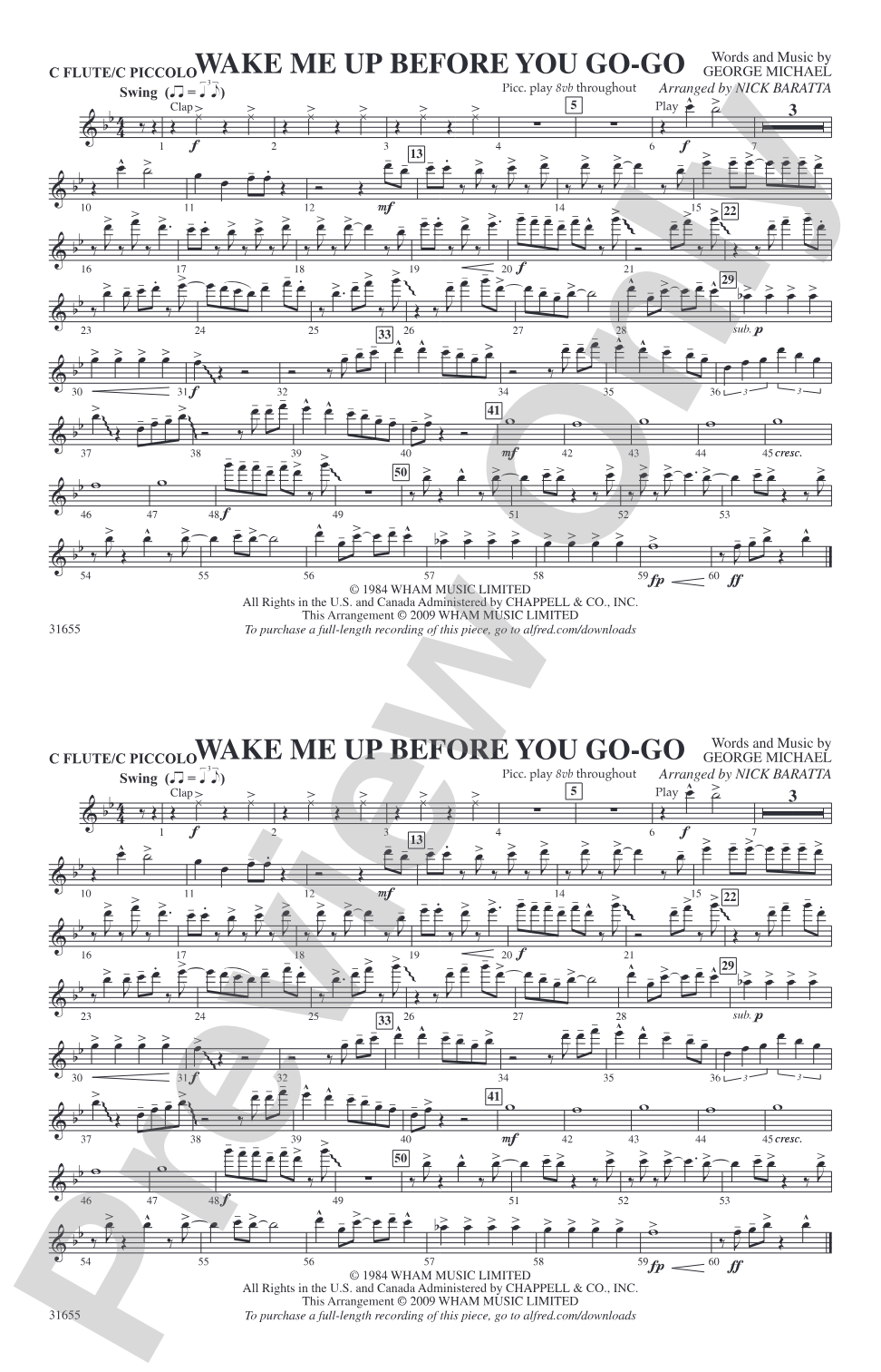 Wake Me Up Before You Go-Go: Flute
