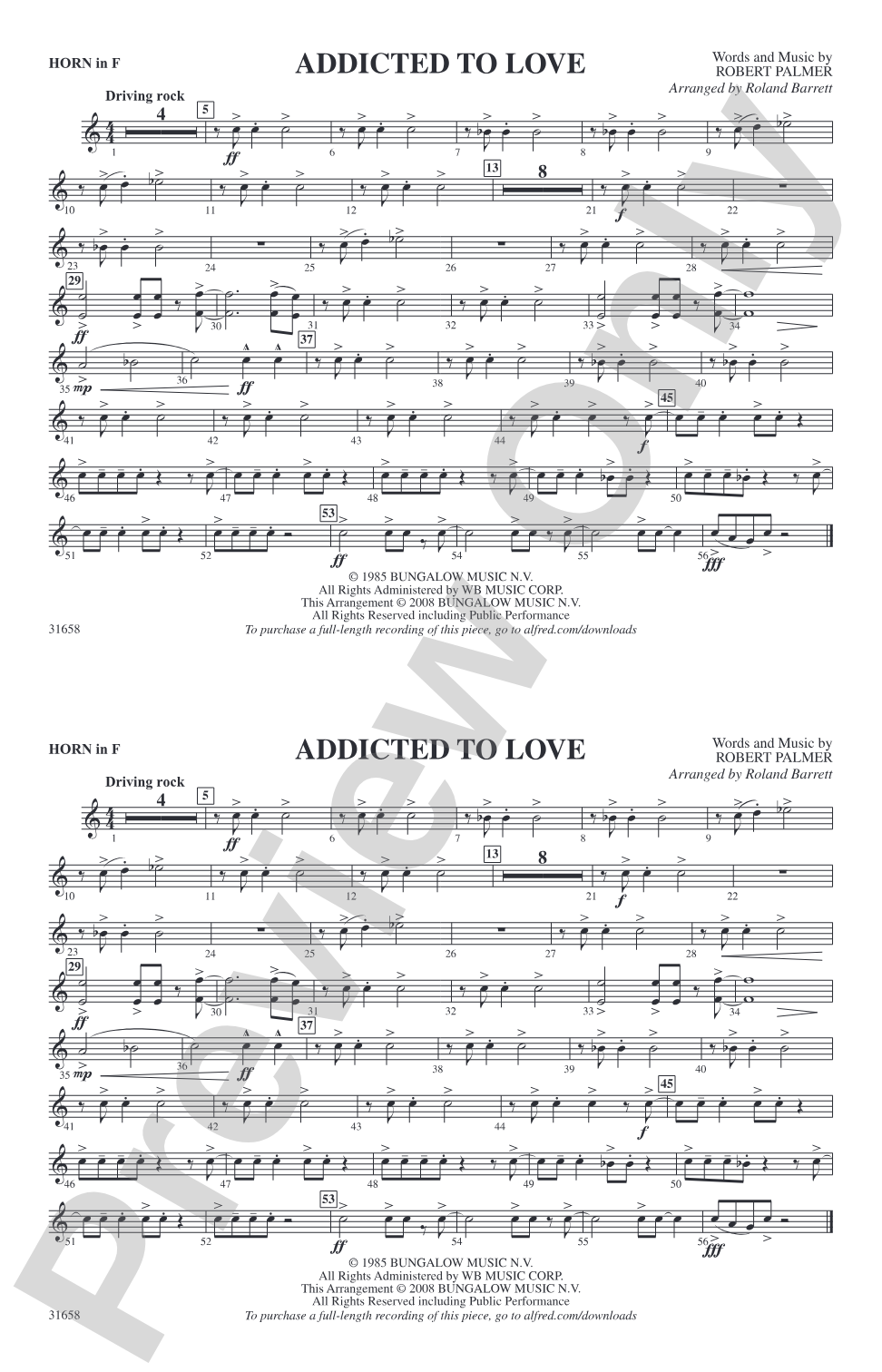 Addicted to Love: 1st F Horn