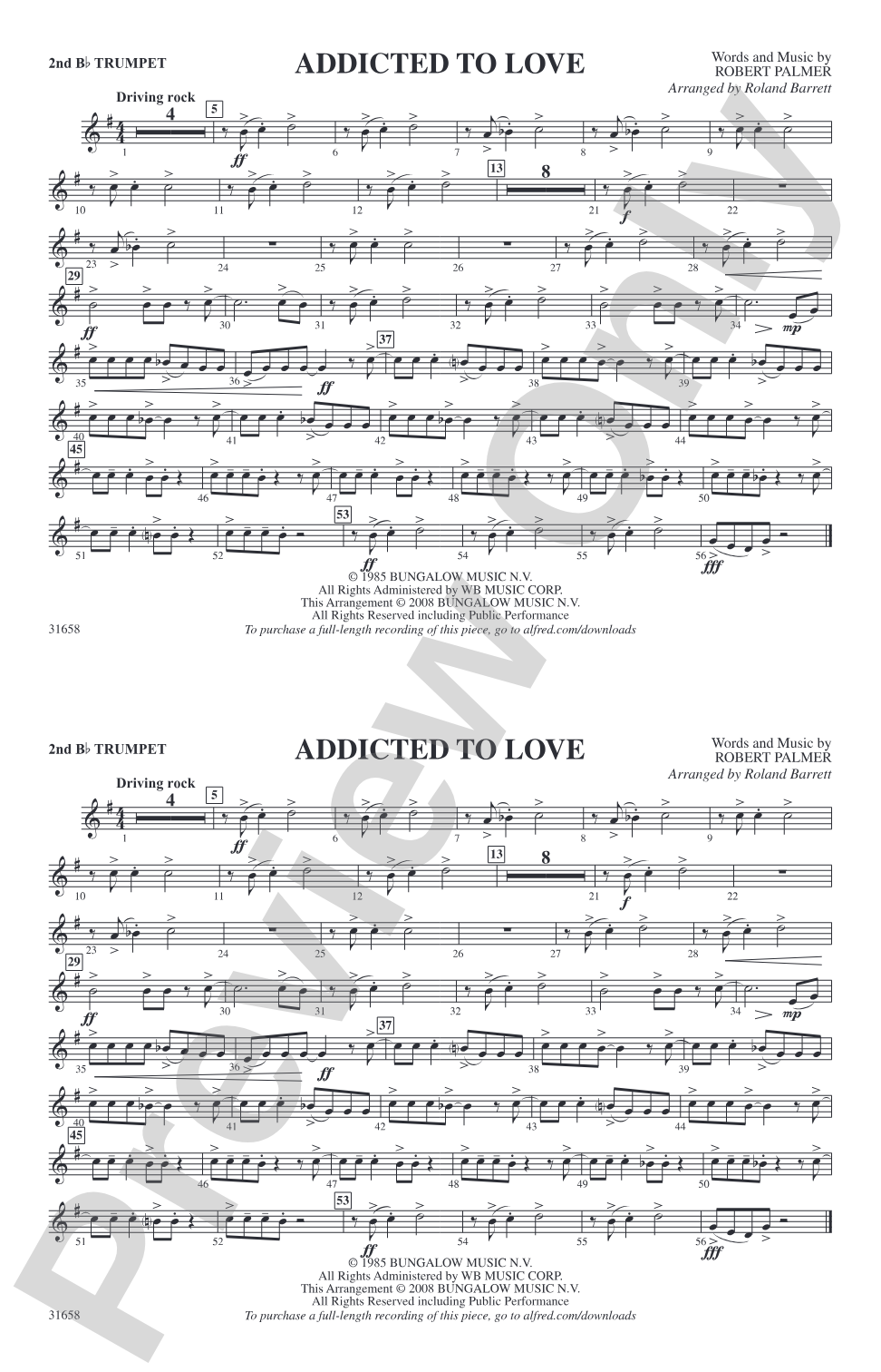 Addicted to Love: 2nd B-flat Trumpet