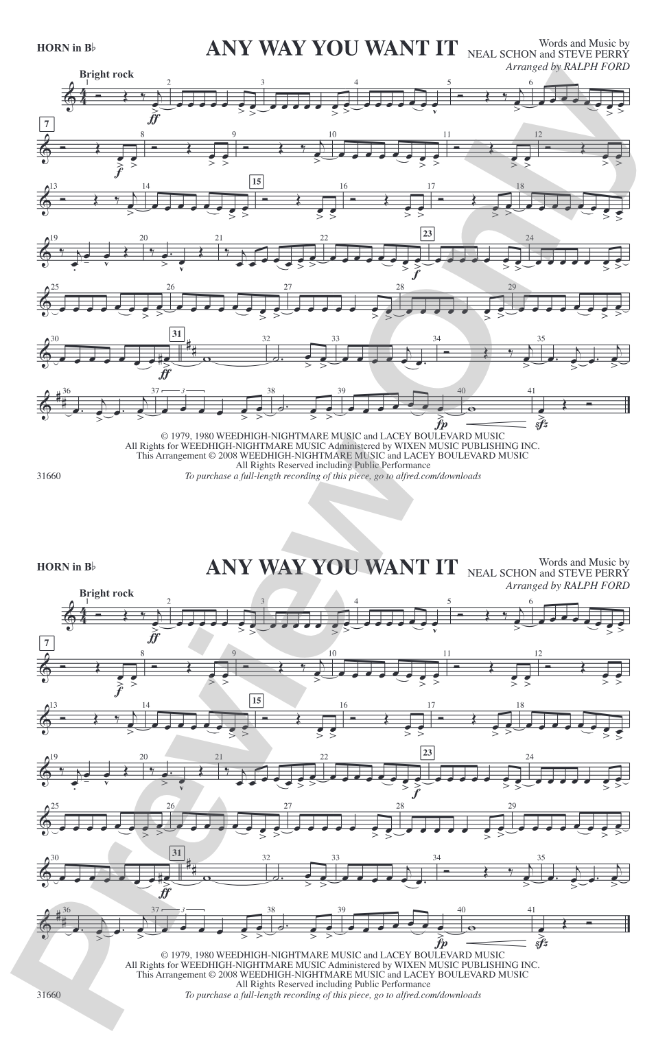 Any Way You Want It: Horn in B flat