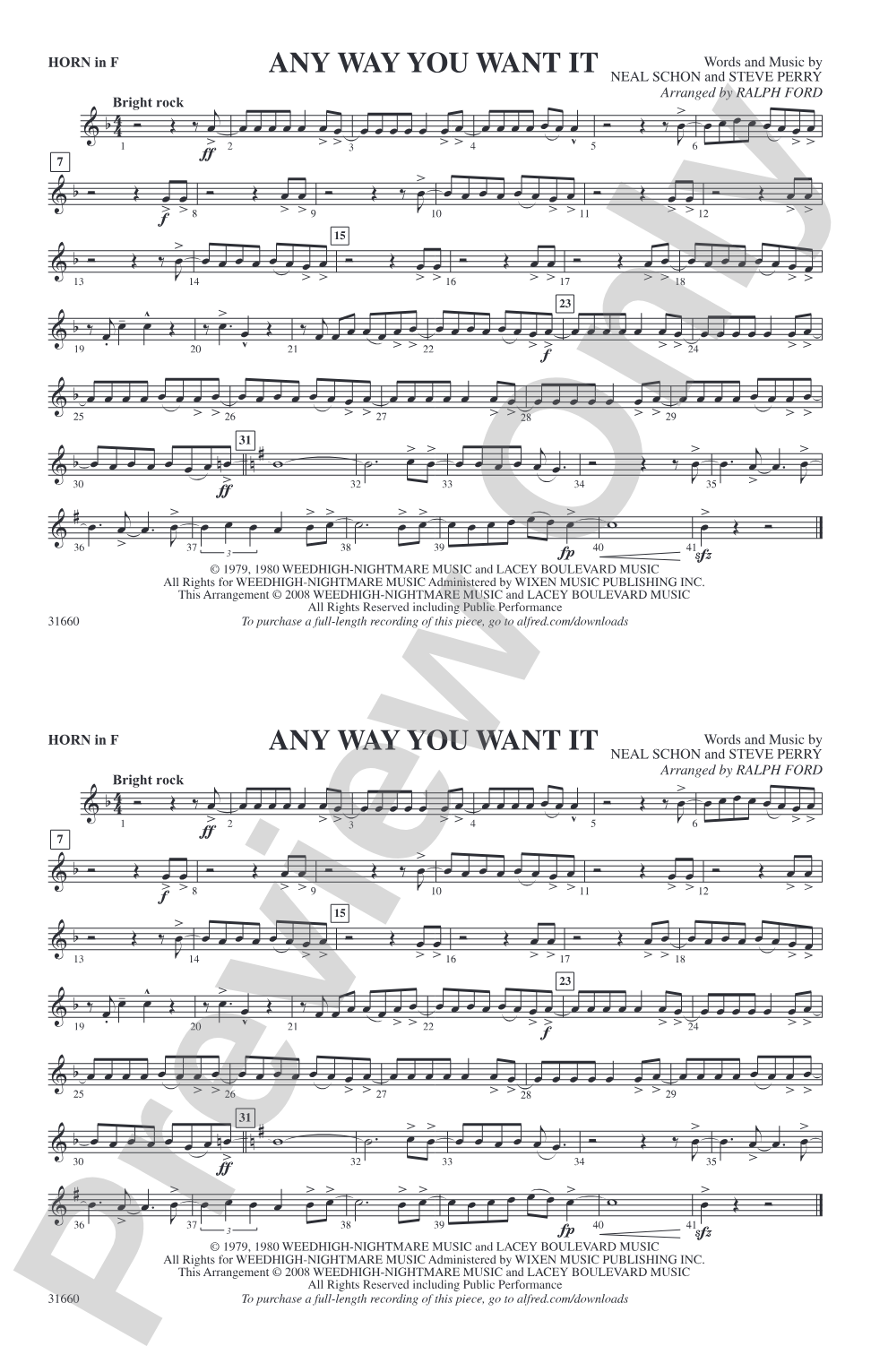 Any Way You Want It: 1st F Horn