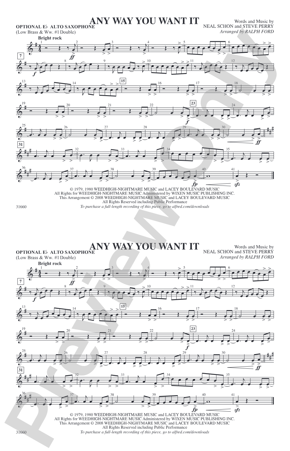 Any Way You Want It: Optional Alto Sax