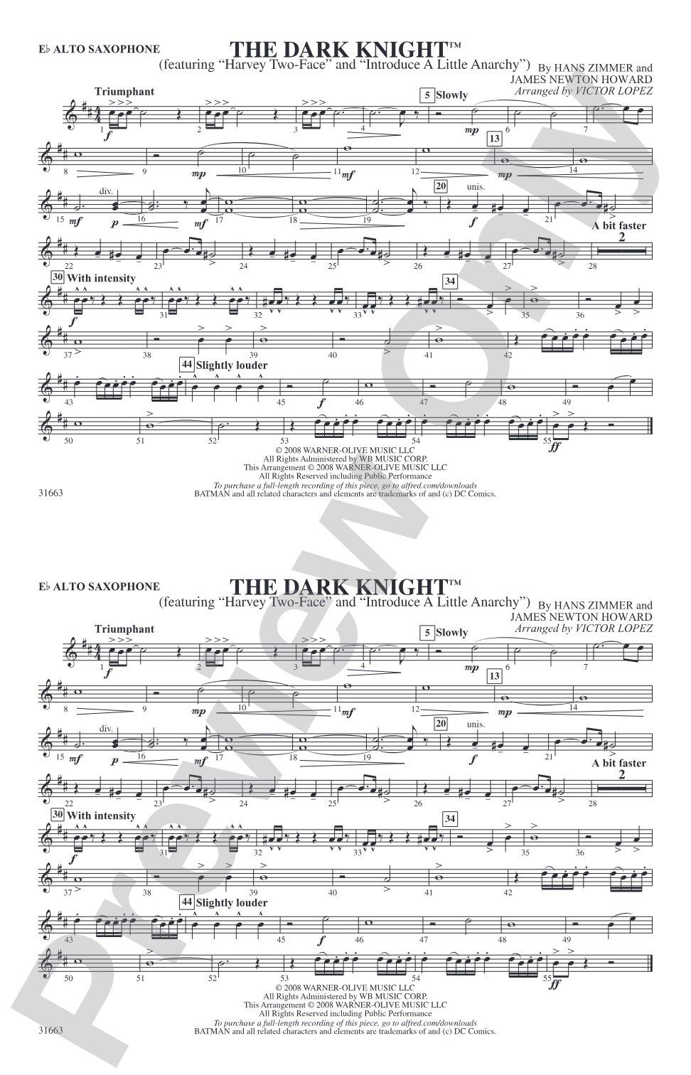 The Dark Knight: E-flat Alto Saxophone