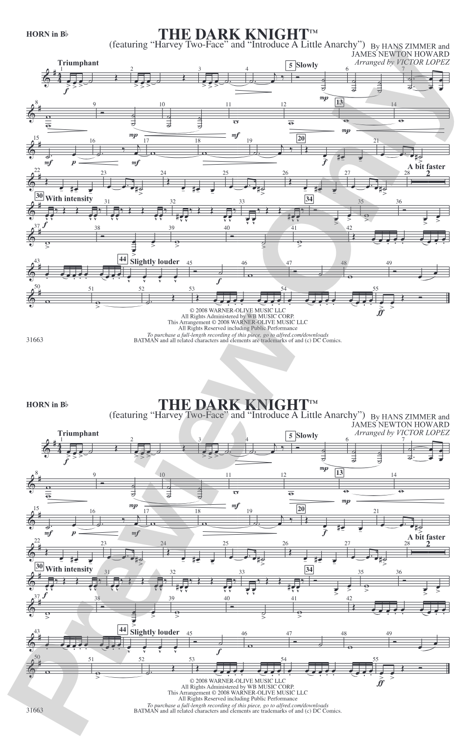 The Dark Knight: Horn in B flat