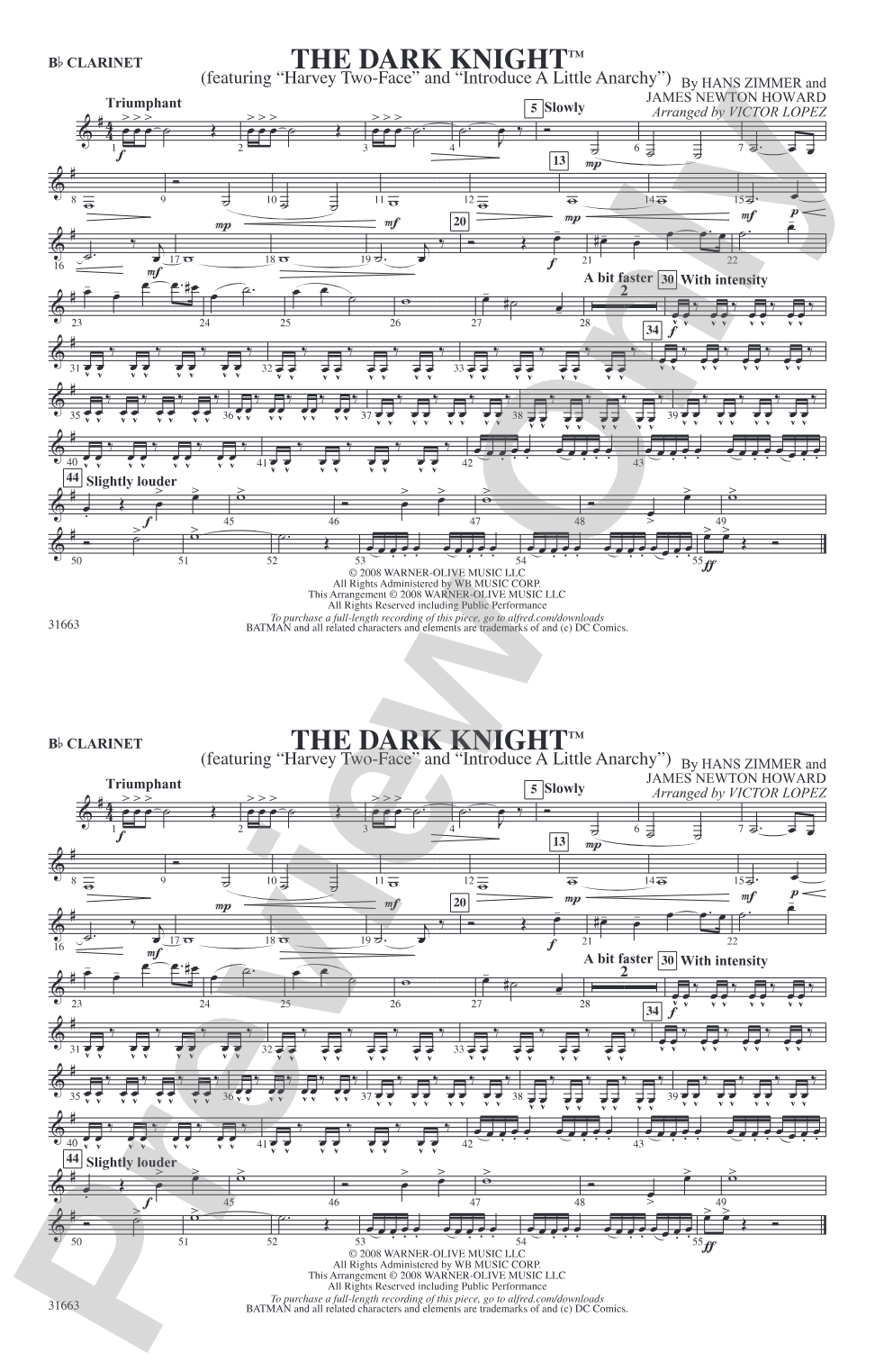 The Dark Knight: 1st B-flat Clarinet