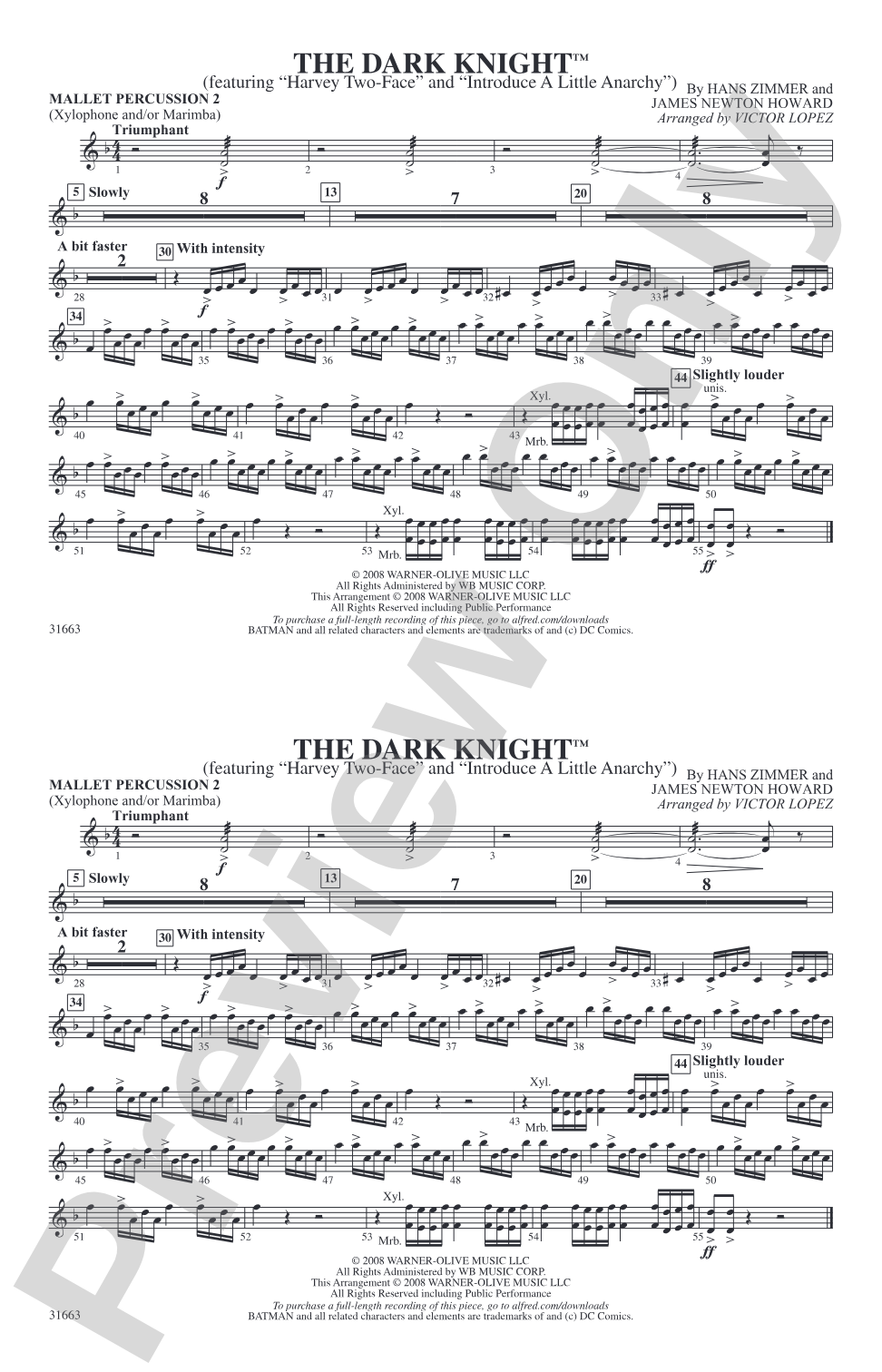 The Dark Knight: 2nd Mallet Percussion