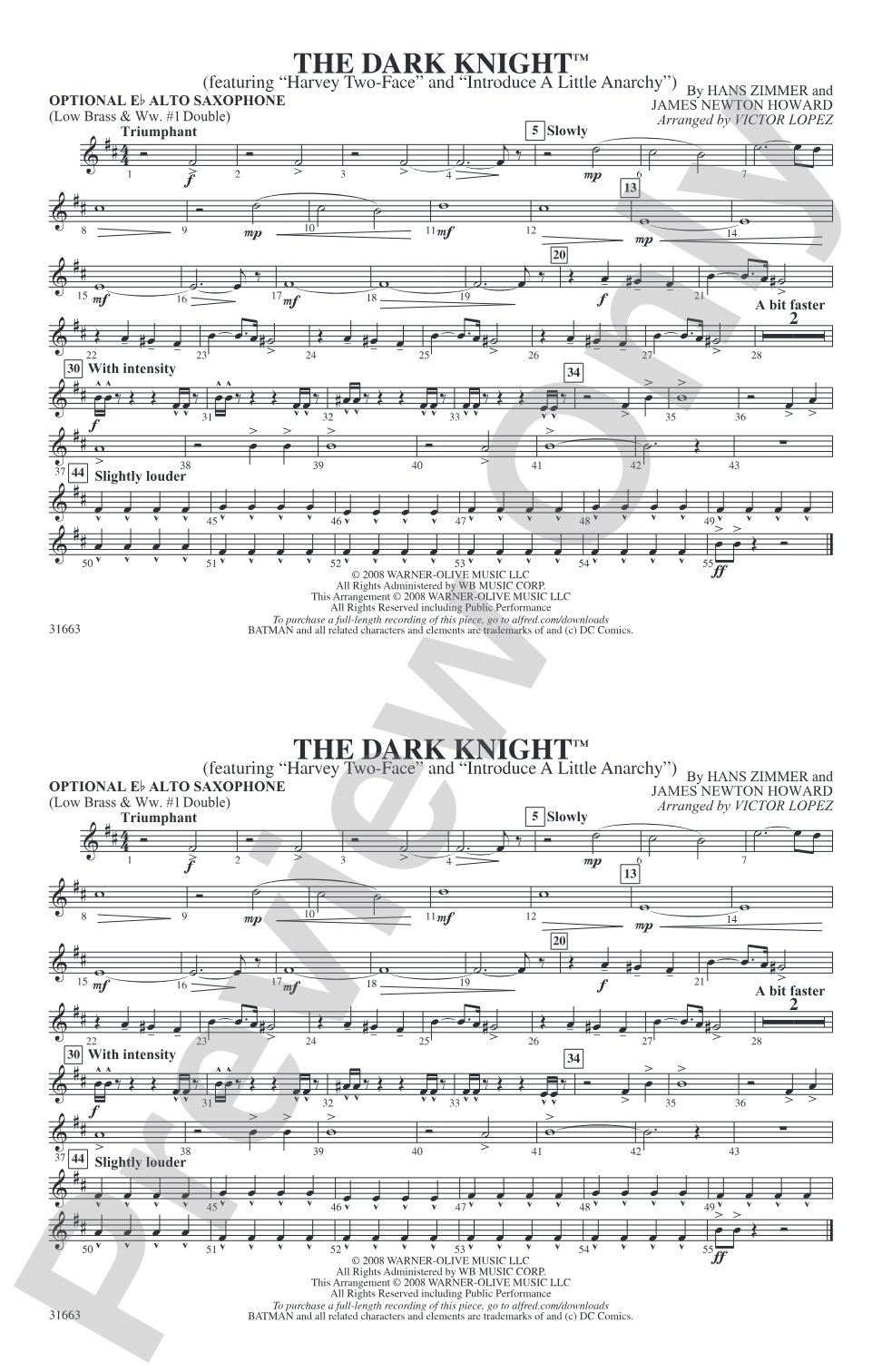 The Dark Knight: Optional Alto Sax