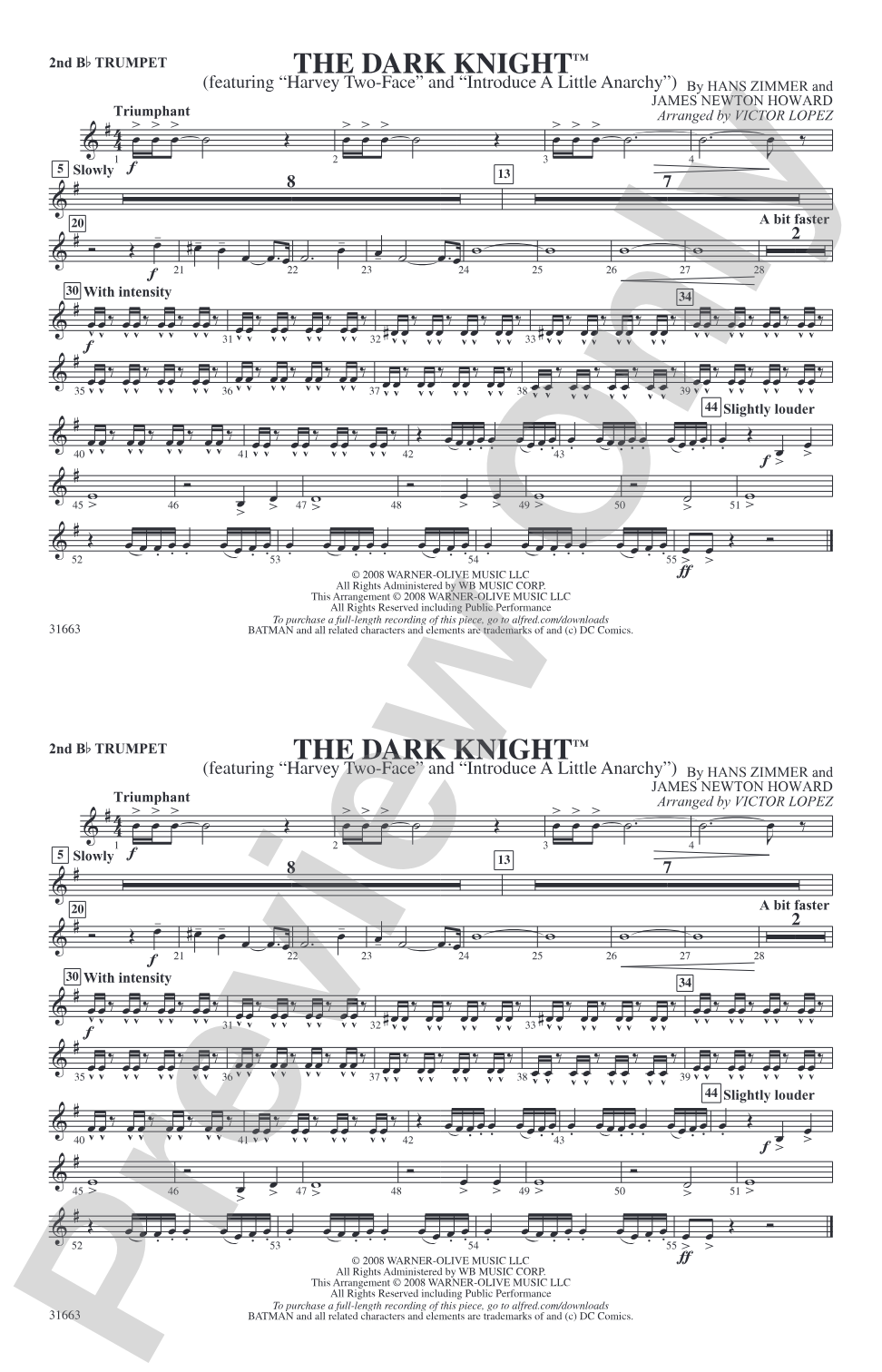 The Dark Knight: 2nd B-flat Trumpet