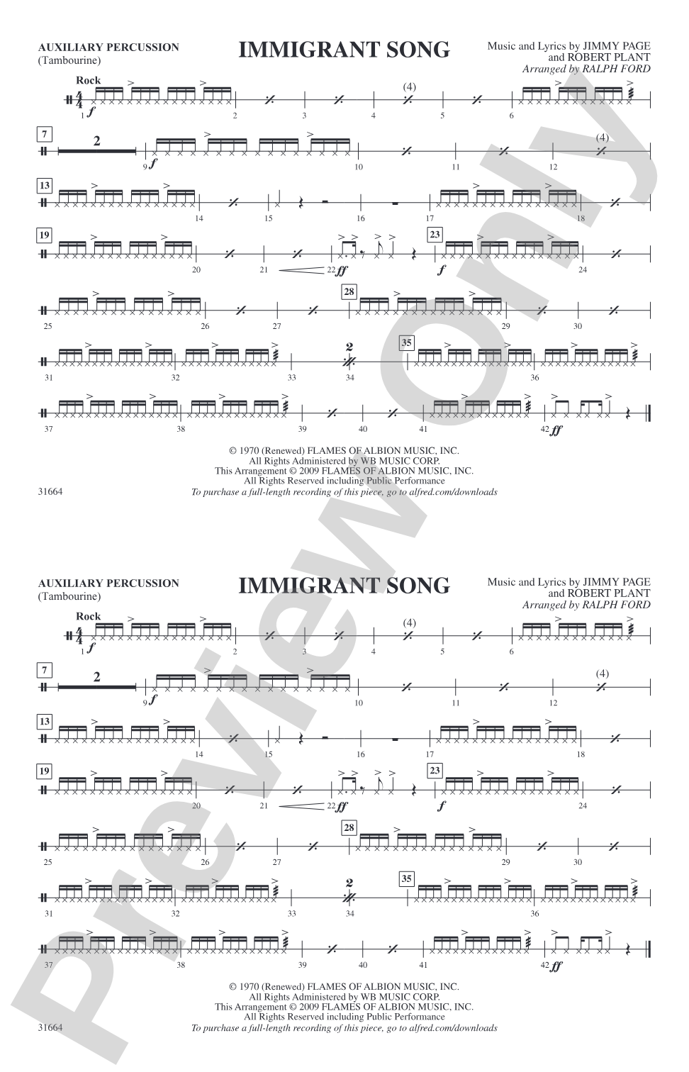 Immigrant Song: Auxiliary Percussion