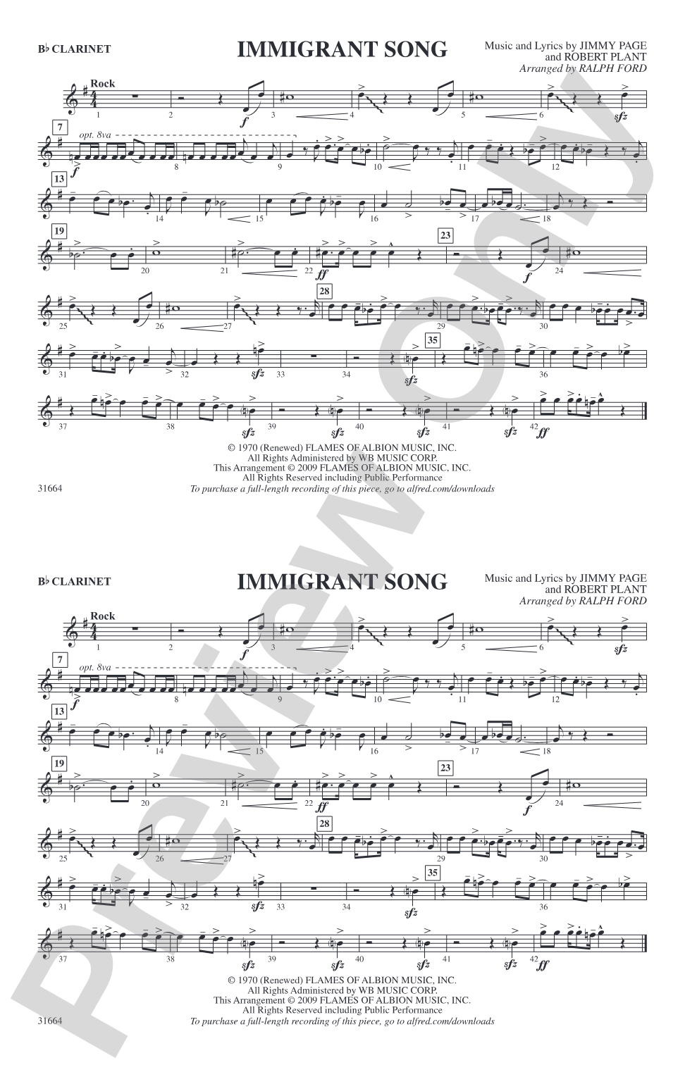 Immigrant Song: 1st B-flat Clarinet