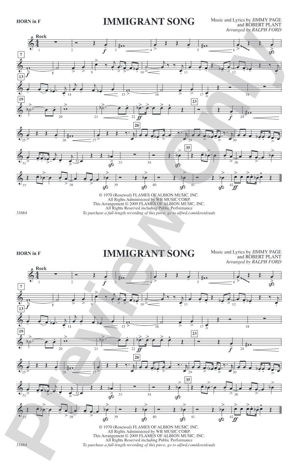 Immigrant Song: 1st F Horn