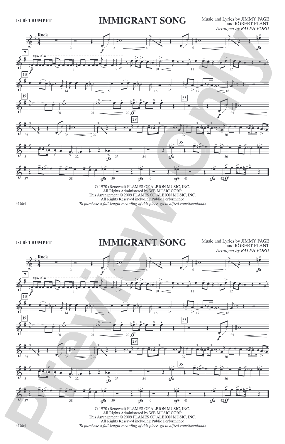 Immigrant Song: 1st B-flat Trumpet