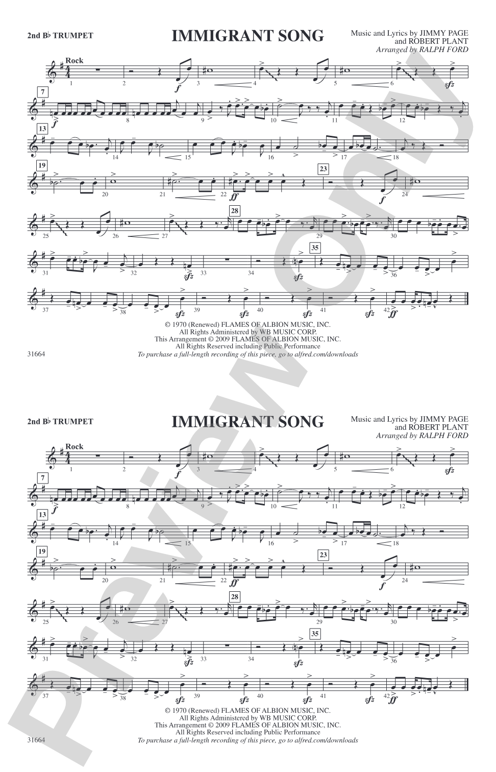 Immigrant Song: 2nd B-flat Trumpet