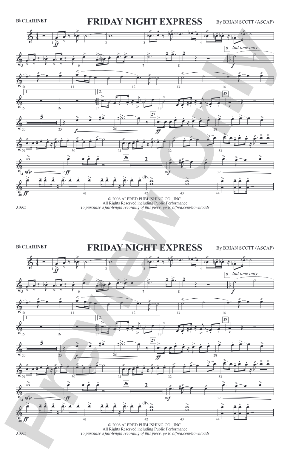 Friday Night Express: 1st B-flat Clarinet